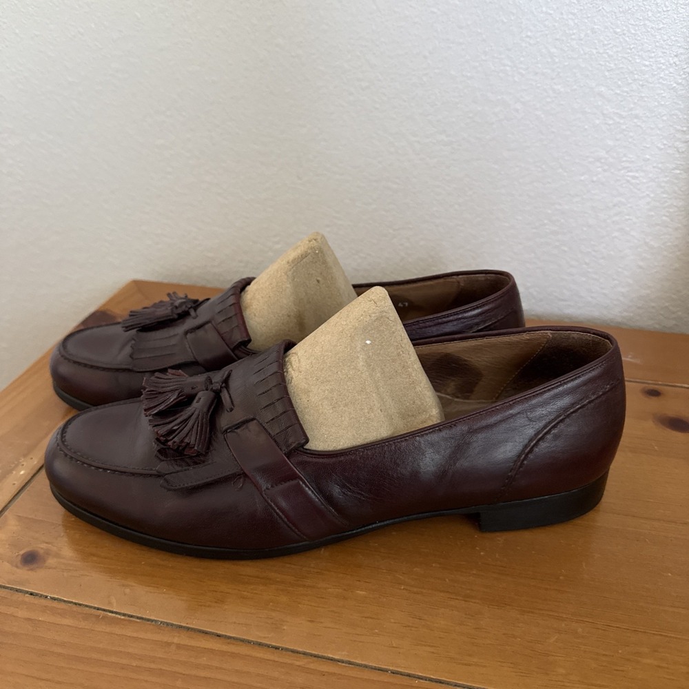 BRAGANO by COLE HAAN Tassel Loafers Dress Shoes Sz. 13M Burgundy ITALY